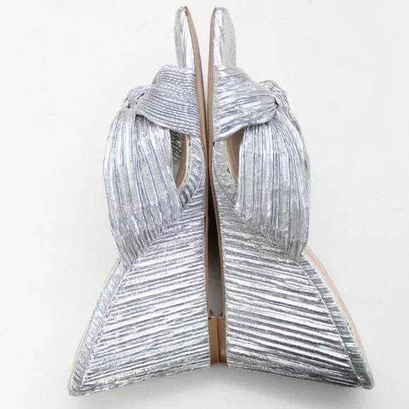 Jewel Badgley Mischka Women's Silver Metallic Hype Knot Wedge Heel Sandal Size 9 - Picture 5 of 9